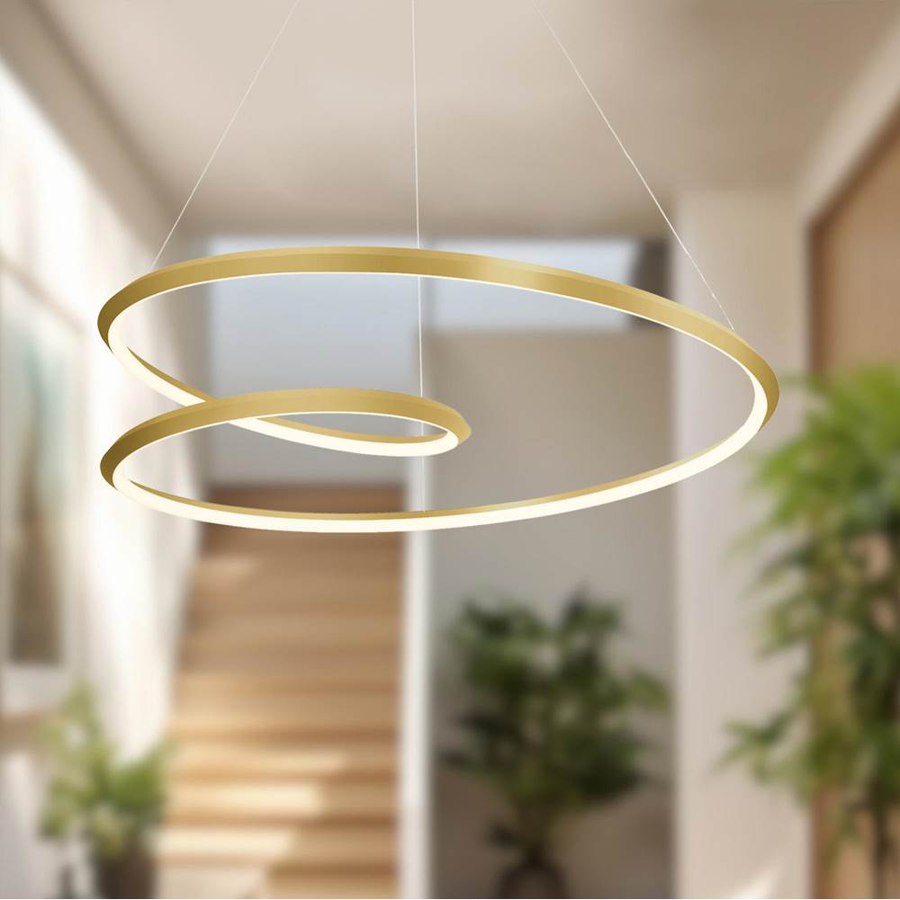 Kuzco Ampersand 32-in Brushed Gold Led Pendant
