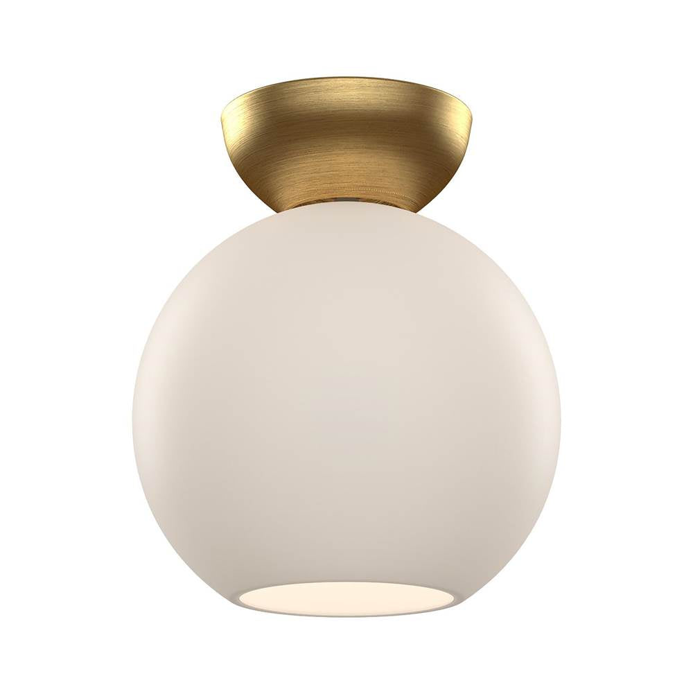 Kuzco Arcadia 8-in Brushed Gold/opal Glass 1 Light Semi Flush Mount