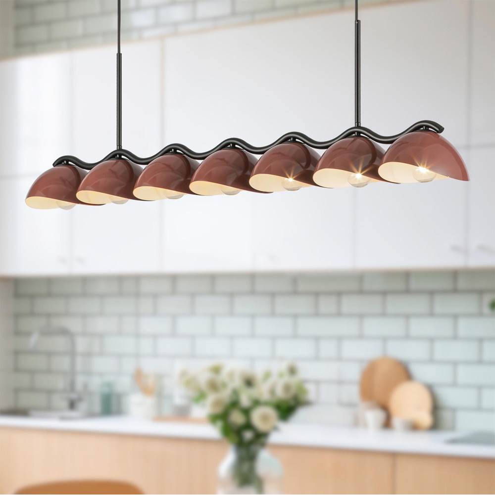 Kuzco LP57642-BK/BGD Black,Burgundy Atlas 42-in Black/burgundy Socket Linear Pendant Image 2