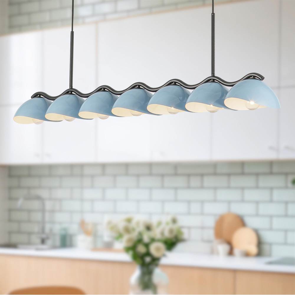 Kuzco LP57642-BK/CER Black,Cerulean Atlas 42-in Black/cerulean Socket Linear Pendant Image 2