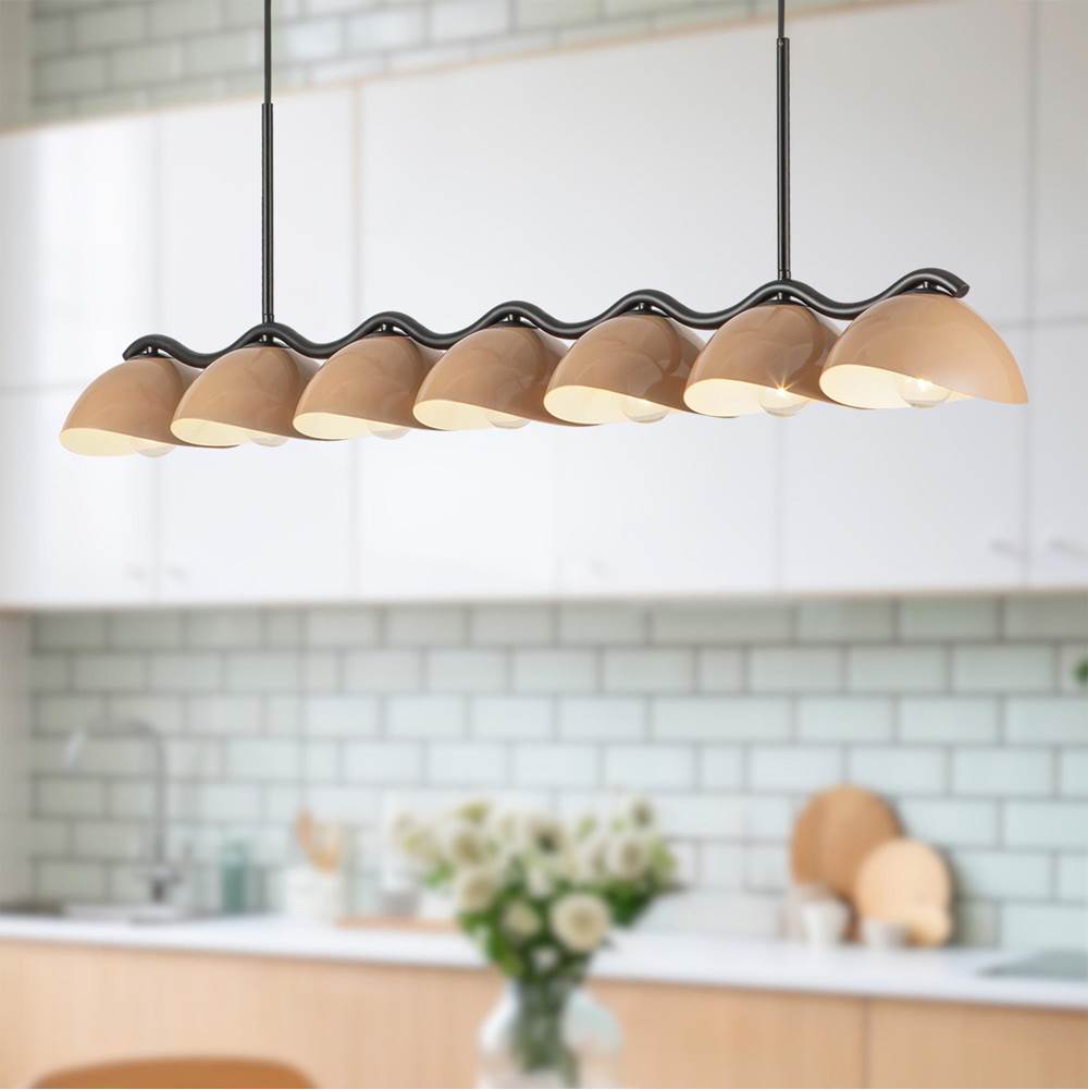 Kuzco LP57642-BK/PEC Black,Peach Atlas 42-in Black/peach Socket Linear Pendant Image 2