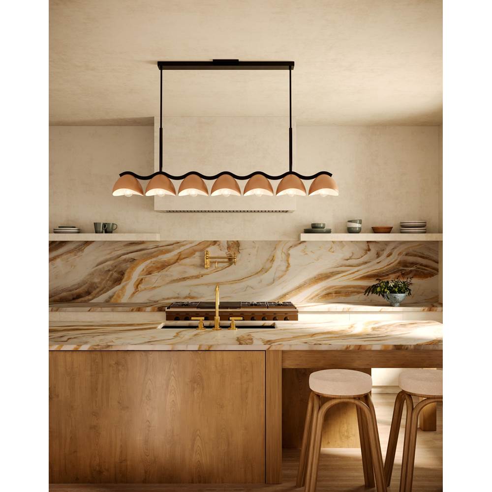 Kuzco LP57642-BK/PEC Black,Peach Atlas 42-in Black/peach Socket Linear Pendant Image 3