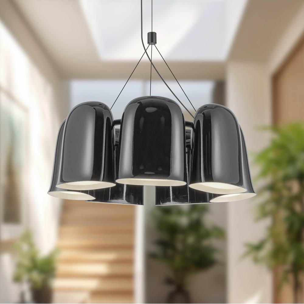 Kuzco CH21120-GBK-UNV Glossy Black Bell 20-in Glossy Black Led Chandelier Image 2