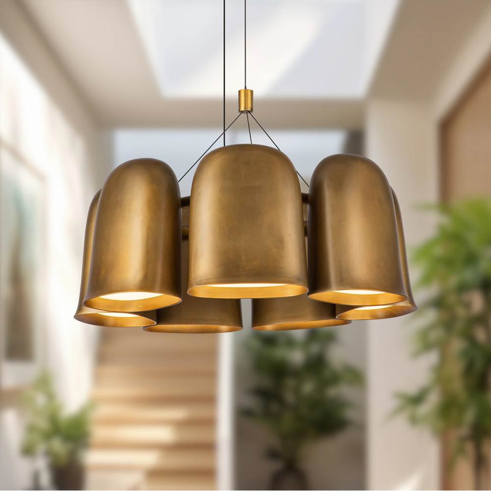 Kuzco CH21120-VB-UNV Vintage Brass Bell 20-in Vintage Brass Led Chandelier Image 2
