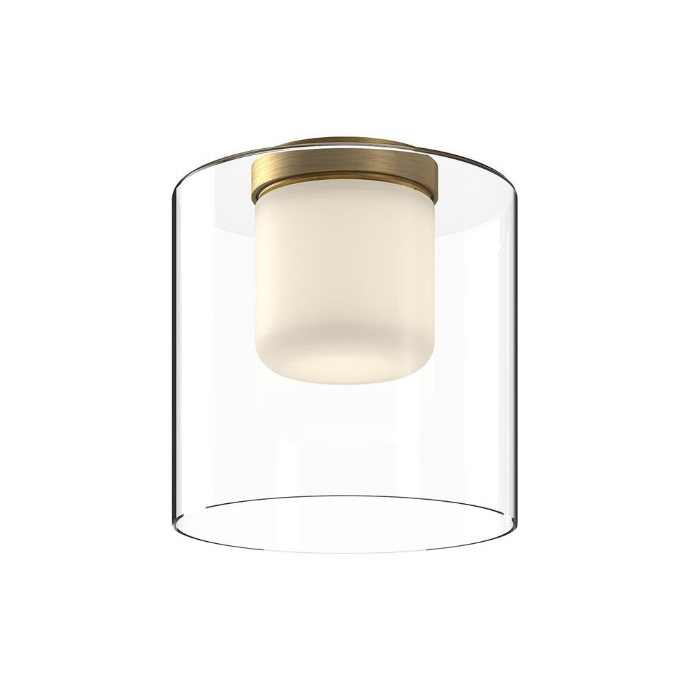 Kuzco Birch 9-in Brushed Gold/clear Led Flush Mount
