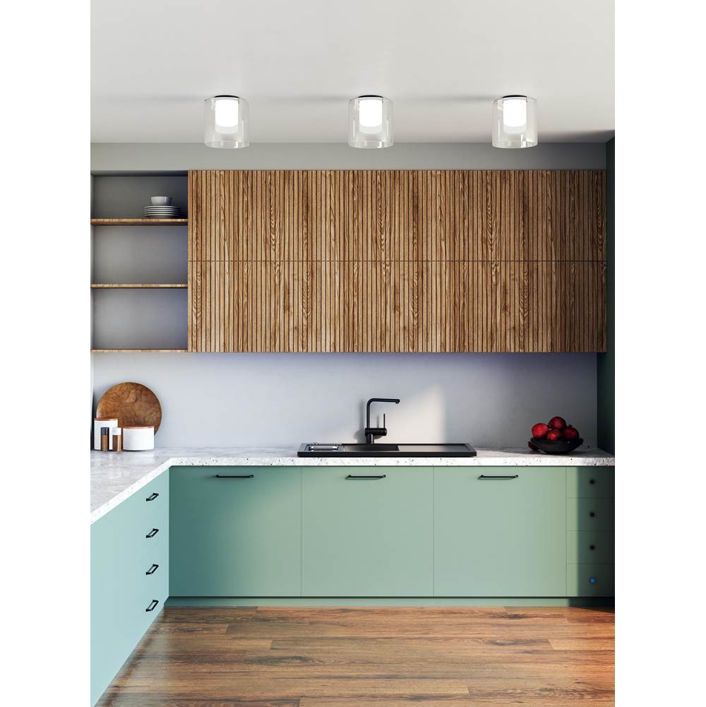 Kuzco Birch 9-in Brushed Gold/clear Led Flush Mount