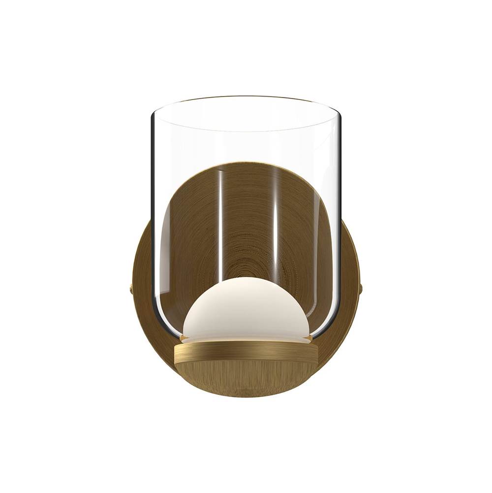 Kuzco Cedar 4-in Brushed Gold/clear Led Wall Sconce
