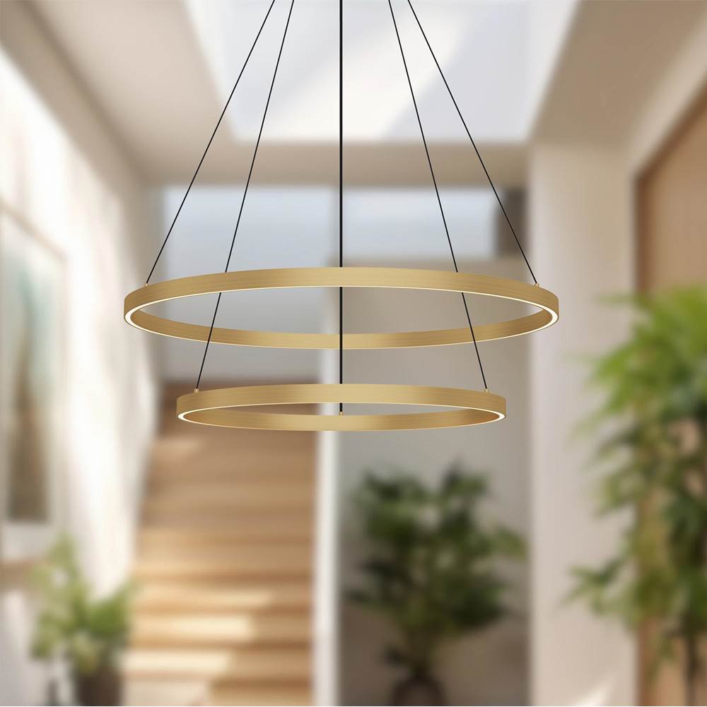 Kuzco Cerchio 32-in Brushed Gold Led Chandeliers