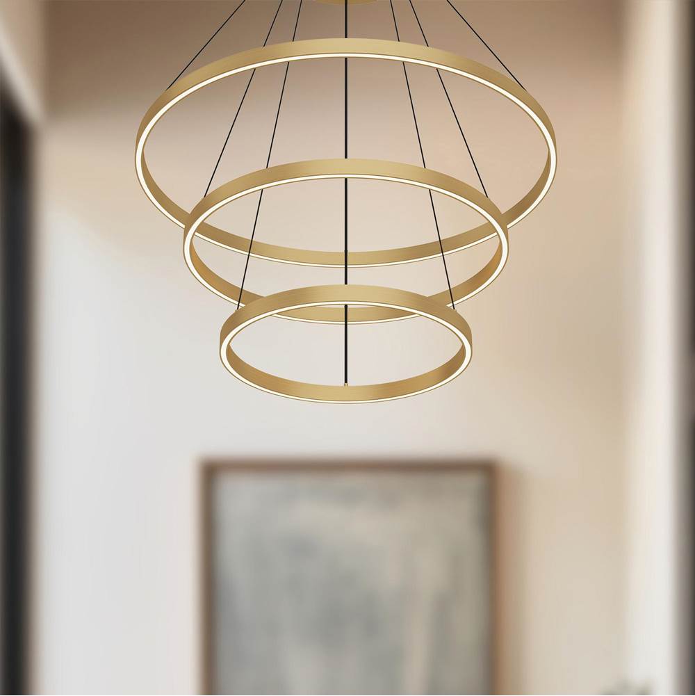 Kuzco Cerchio 32-in Brushed Gold Led Chandeliers