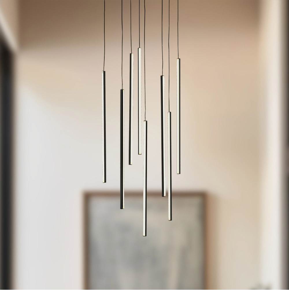 Kuzco Chute 8 Head Black Led Multi Pendant