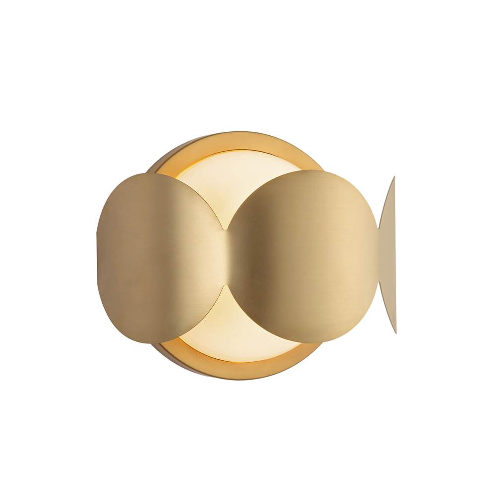 Kuzco Ciel 10-in Brushed Gold/opal Glass Socket Wall Sconce