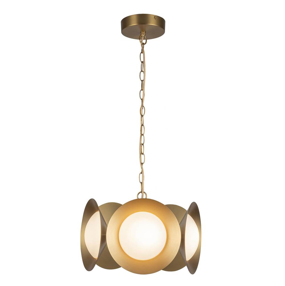 Kuzco Cleo 16-in Brushed Gold/opal Glass Led Chandelier