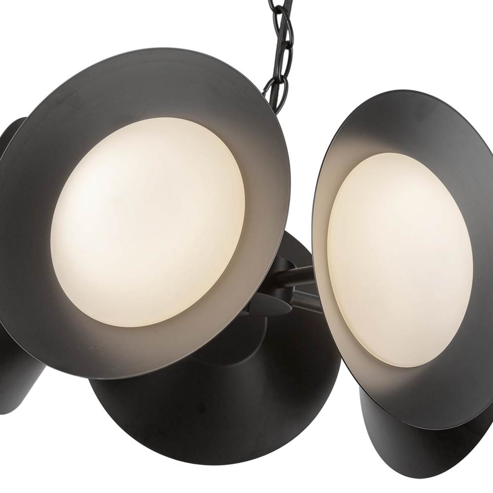 Kuzco CH77916-BK/OP-UNV Black,Opal Glass Cleo 16-in Black/opal Glass Led Chandelier Image 5