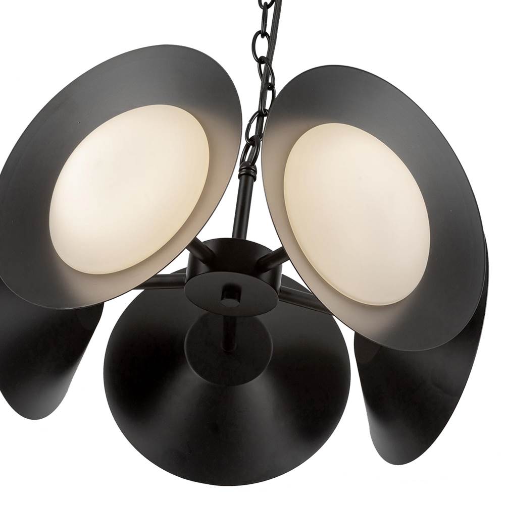 Kuzco CH77916-BK/OP-UNV Black,Opal Glass Cleo 16-in Black/opal Glass Led Chandelier Image 4