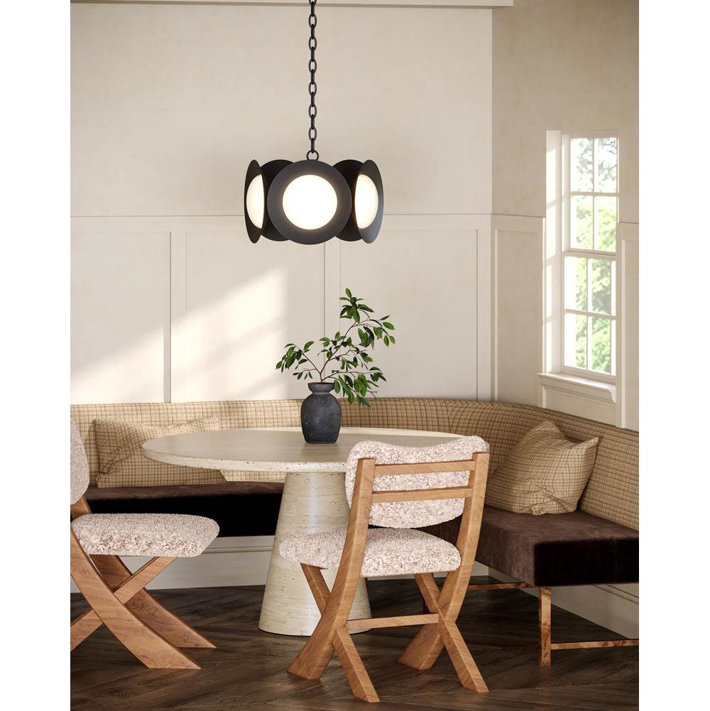 Kuzco CH77916-BK/OP-UNV Black,Opal Glass Cleo 16-in Black/opal Glass Led Chandelier Image 2
