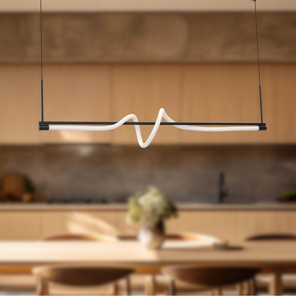 Kuzco LP95354-BK-UNV Black Cursive 54-in Black Led Linear Pendant Image 2