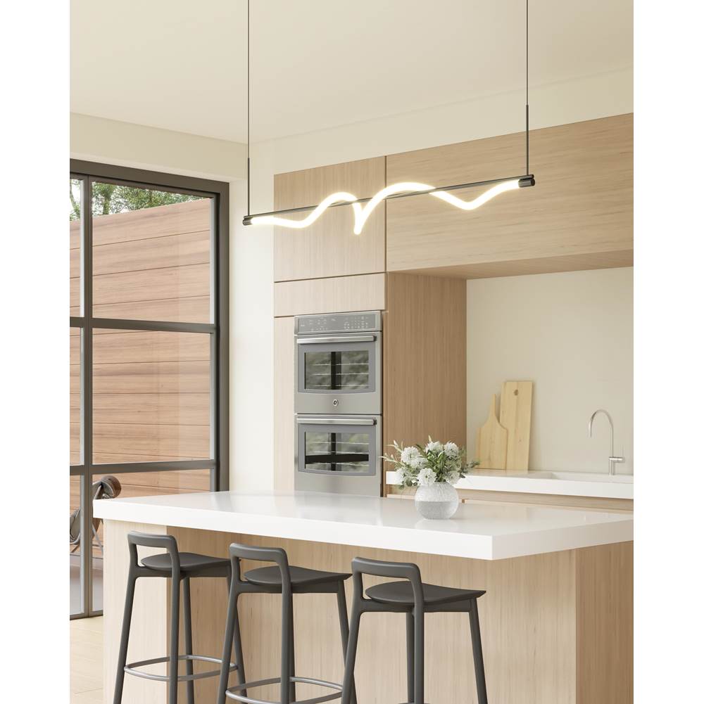 Kuzco LP95354-BK-UNV Black Cursive 54-in Black Led Linear Pendant Image 3