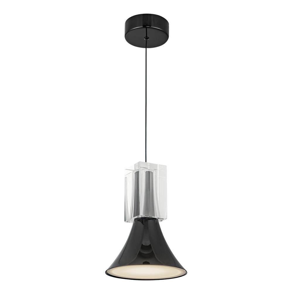 Kuzco PD94108-GBK/CC-UNV Glossy Black,Clear Crystal Floe 8-in Glossy Black/clear Crystal Led Pendant Image 5