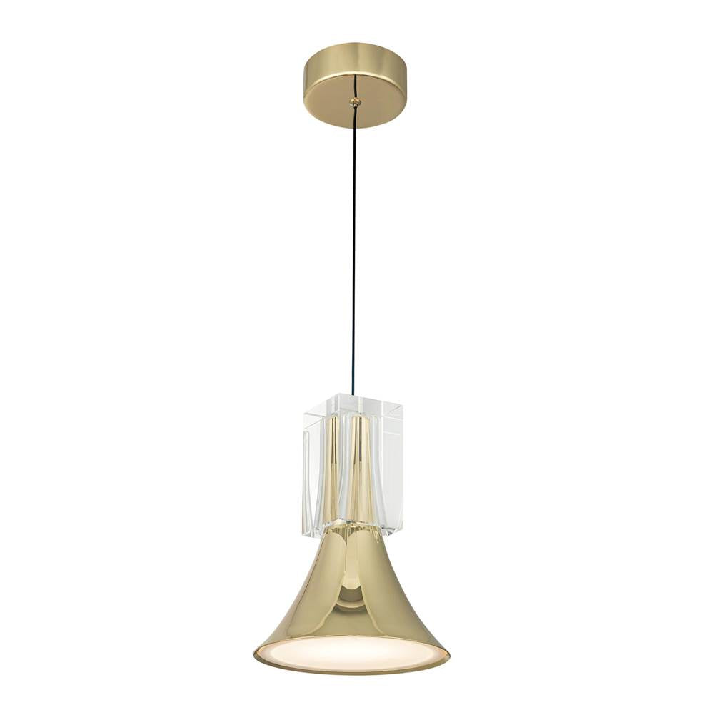 Kuzco PD94108-MRB/CC-UNV Metallic Brass,Clear Crystal Floe 8-in Metallic Brass/clear Crystal Led Pendant Image 4