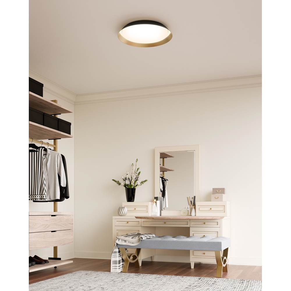 Kuzco Jasper 19-in Black/gold Led Flush Mount