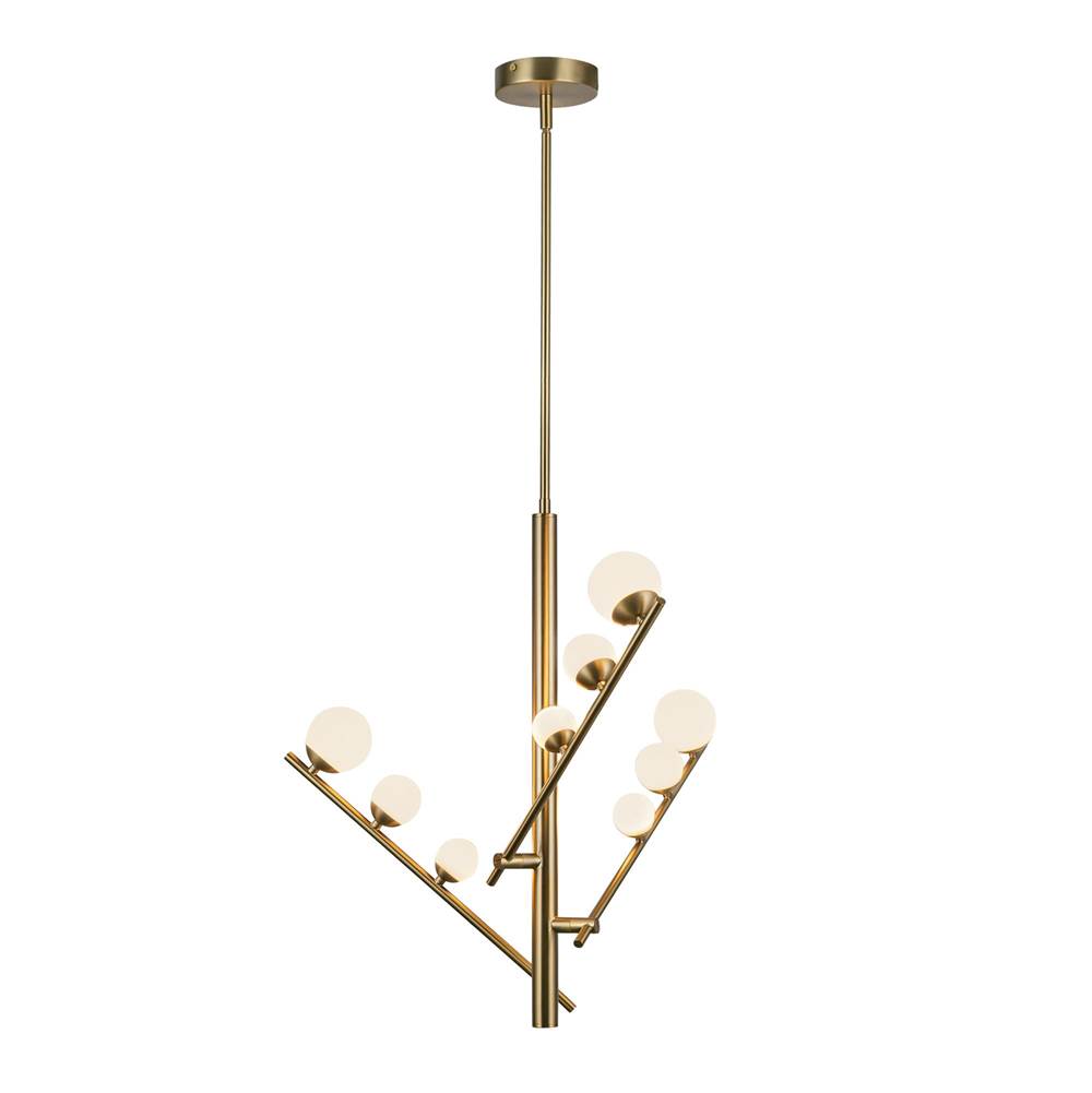 Kuzco Juniper 3 Head Brushed Gold/opal Glass Led Chandelier