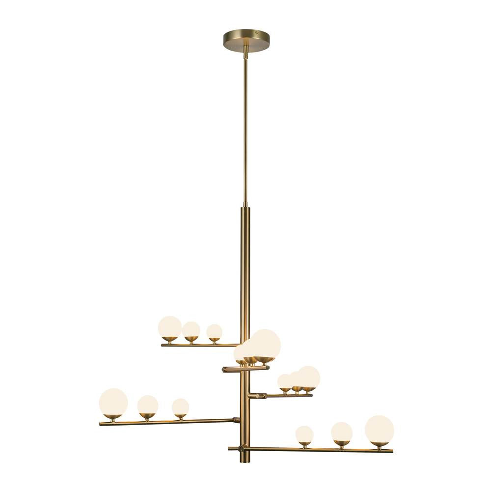 Kuzco Juniper 5 Head Brushed Gold/opal Glass Led Chandelier