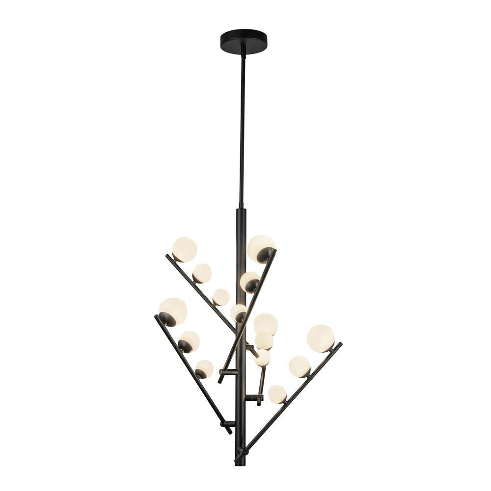 Kuzco CH55530-BK/OP Black,Opal Glass Juniper 5 Head Black/opal Glass Led Chandelier Image 3