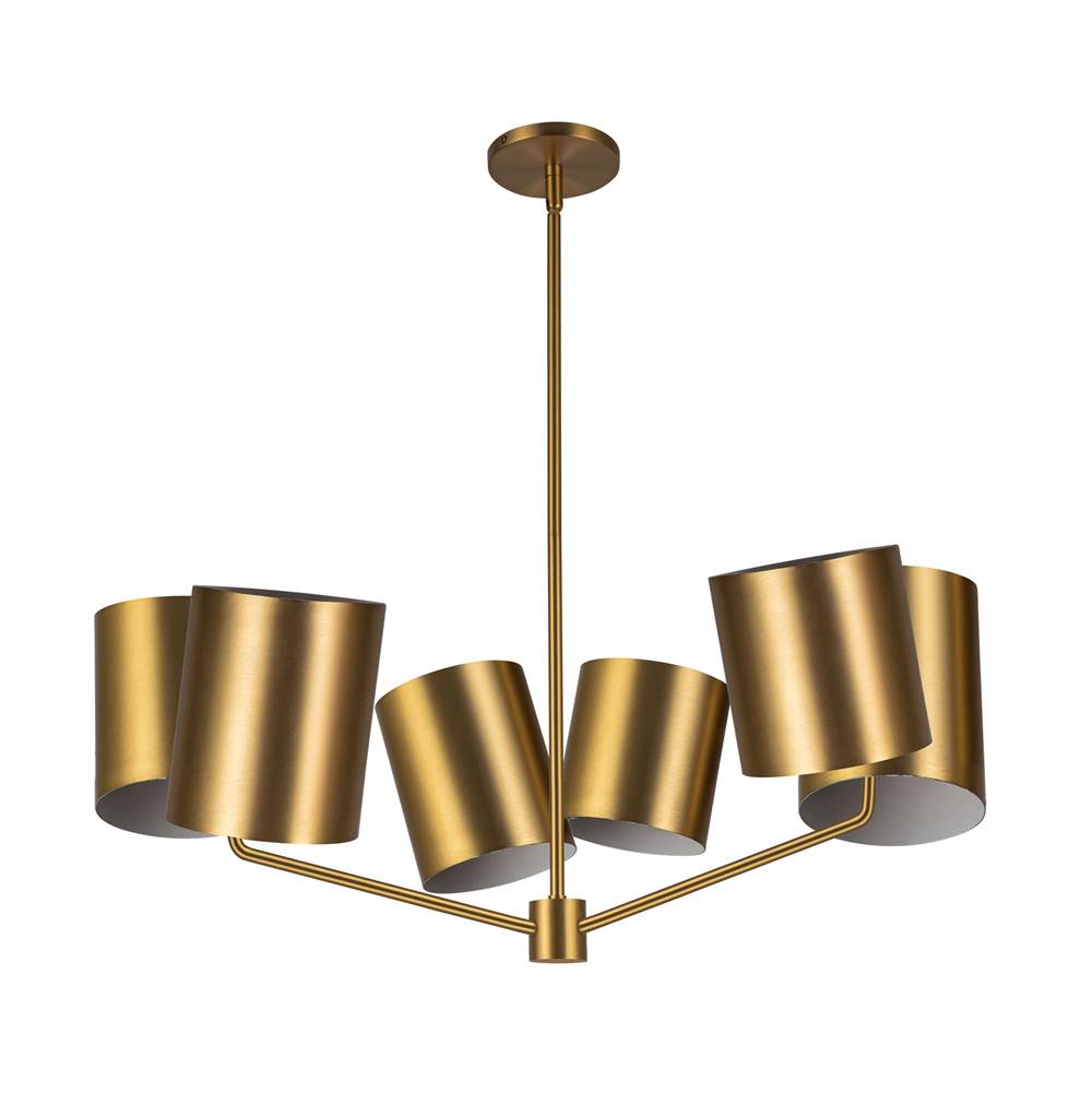 Kuzco Keiko 30-in Brushed Gold 6 Lights Chandelier