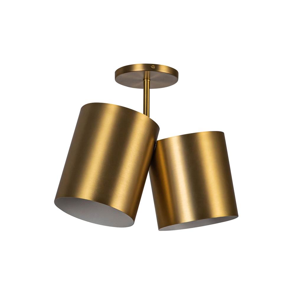 Kuzco Keiko 14-in Brushed Gold 2 Lights Semi-flush
