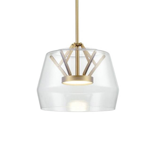 Kuzco Deco 12-in Clear/brushed Gold Led Pendant