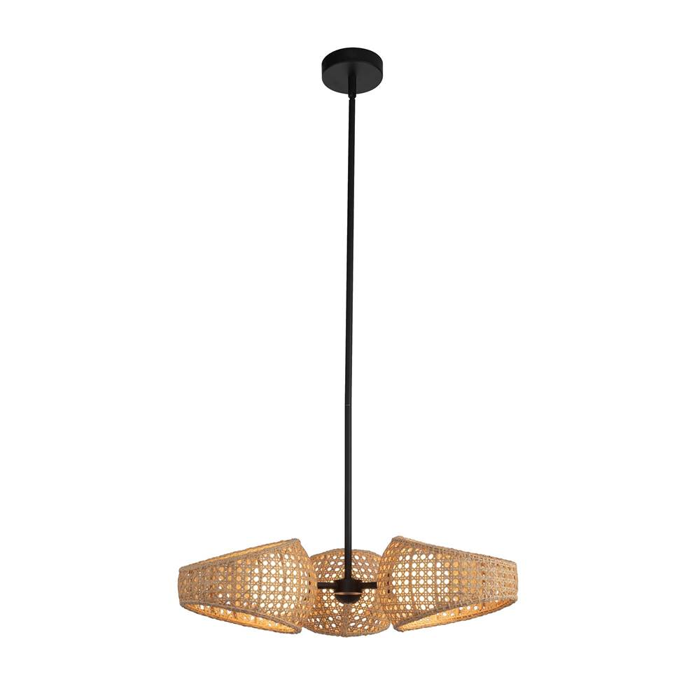 Kuzco Lanai 3 Head Black/opal Glass Led Chandelier