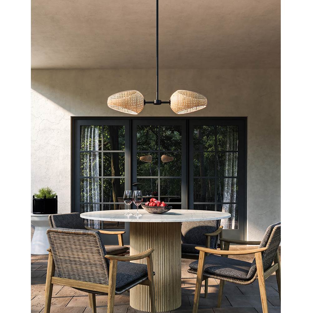 Kuzco PD20602-BK/OP Black,Opal Glass Lanai 2 Head Black/opal Glass Led Pendant Image 2