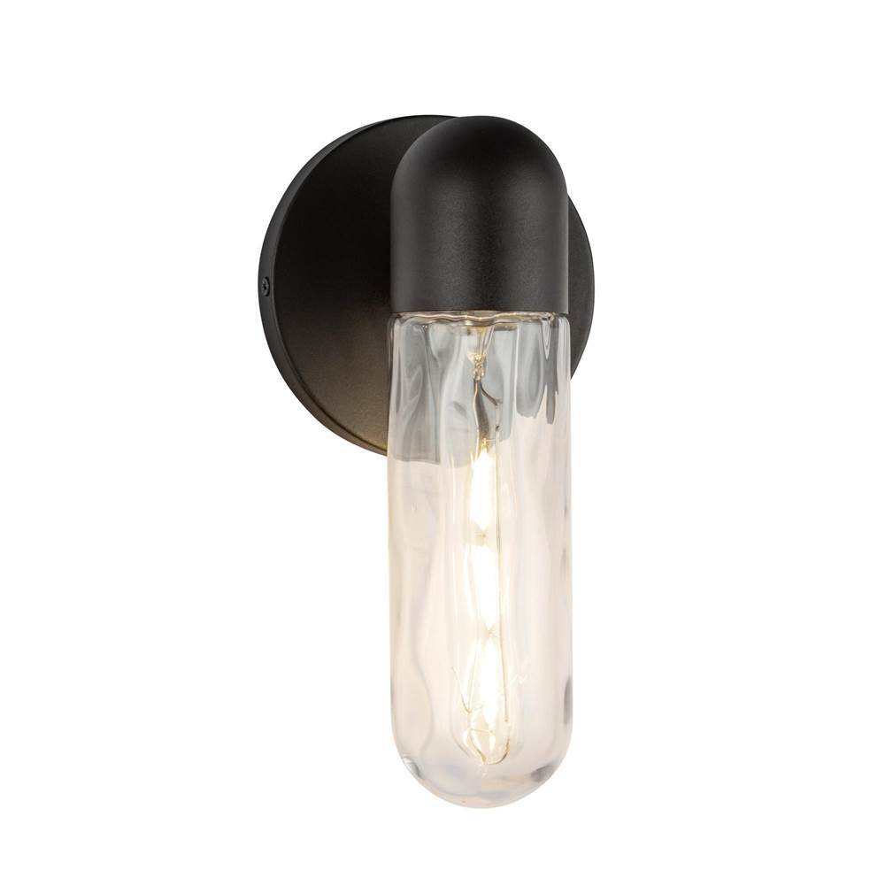 Kuzco EW73210-BK/WC Black,Clear Water Glass Lima 10-in Black/clear Water Glass 1 Light Exterior Wall Image 1