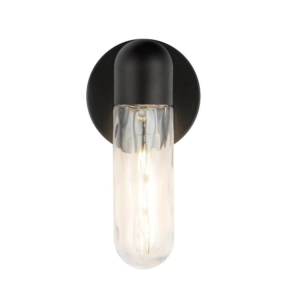 Kuzco EW73210-BK/WC Black,Clear Water Glass Lima 10-in Black/clear Water Glass 1 Light Exterior Wall Image 5