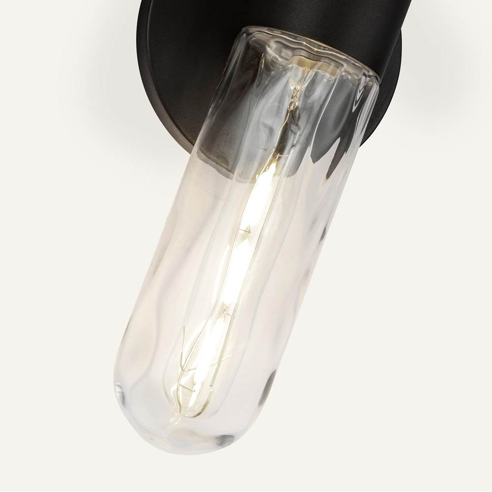 Kuzco EW73210-BK/WC Black,Clear Water Glass Lima 10-in Black/clear Water Glass 1 Light Exterior Wall Image 3