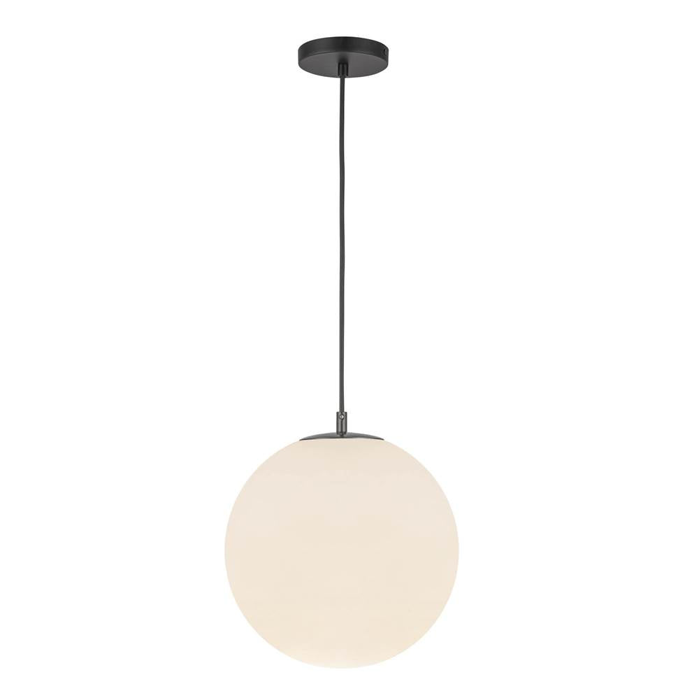 Kuzco PD34212-BK/OP Black,Opal Glass Marco 12-in Black/opal Glass Socket Pendant Image 1