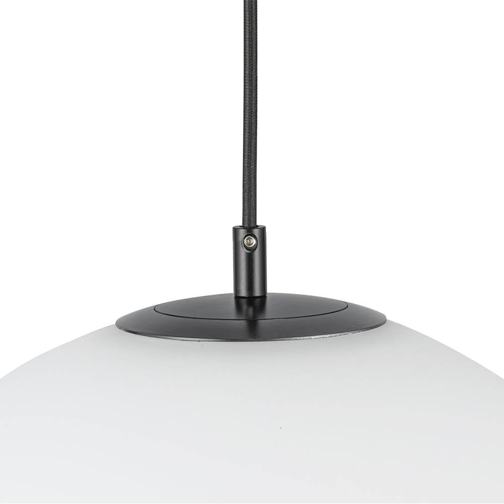 Kuzco Marco 12-in Black/opal Glass Socket Pendant