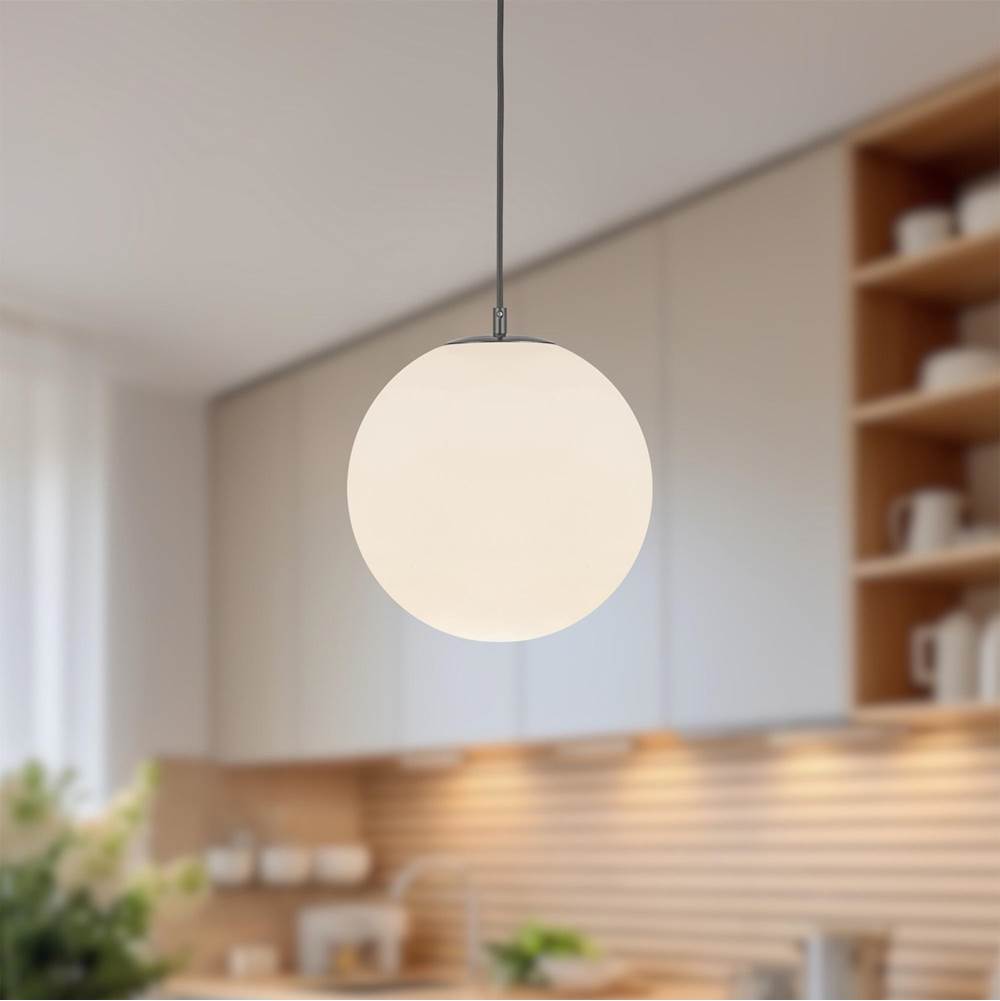 Kuzco PD34212-BK/OP Black,Opal Glass Marco 12-in Black/opal Glass Socket Pendant Image 2