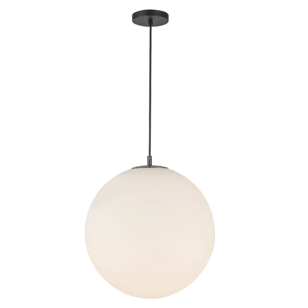 Kuzco PD34216-BK/OP Black,Opal Glass Marco 16-in Black/opal Glass Socket Pendant Image 1
