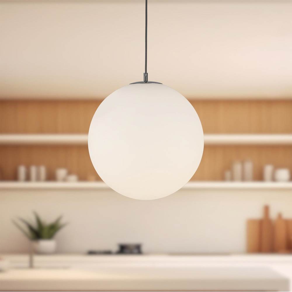 Kuzco PD34216-BK/OP Black,Opal Glass Marco 16-in Black/opal Glass Socket Pendant Image 2