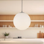 Kuzco PD34216-BK/OP Black,Opal Glass Marco 16-in Black/opal Glass Socket Pendant Image 2