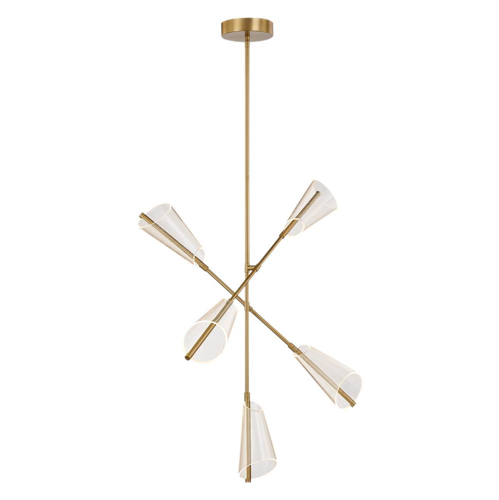 Kuzco Mulberry 37-in Brushed Gold/light Guide Led Chandeliers