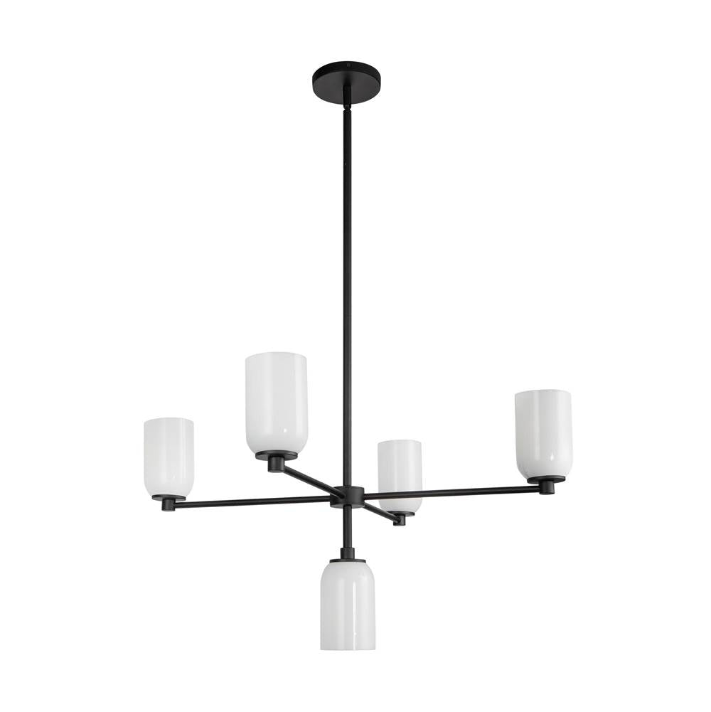 Kuzco CH57731-BK/GO Black,Glossy Opal Glass Nola 31-in Black/glossy Opal Glass 5 Lights Chandelier Image 4