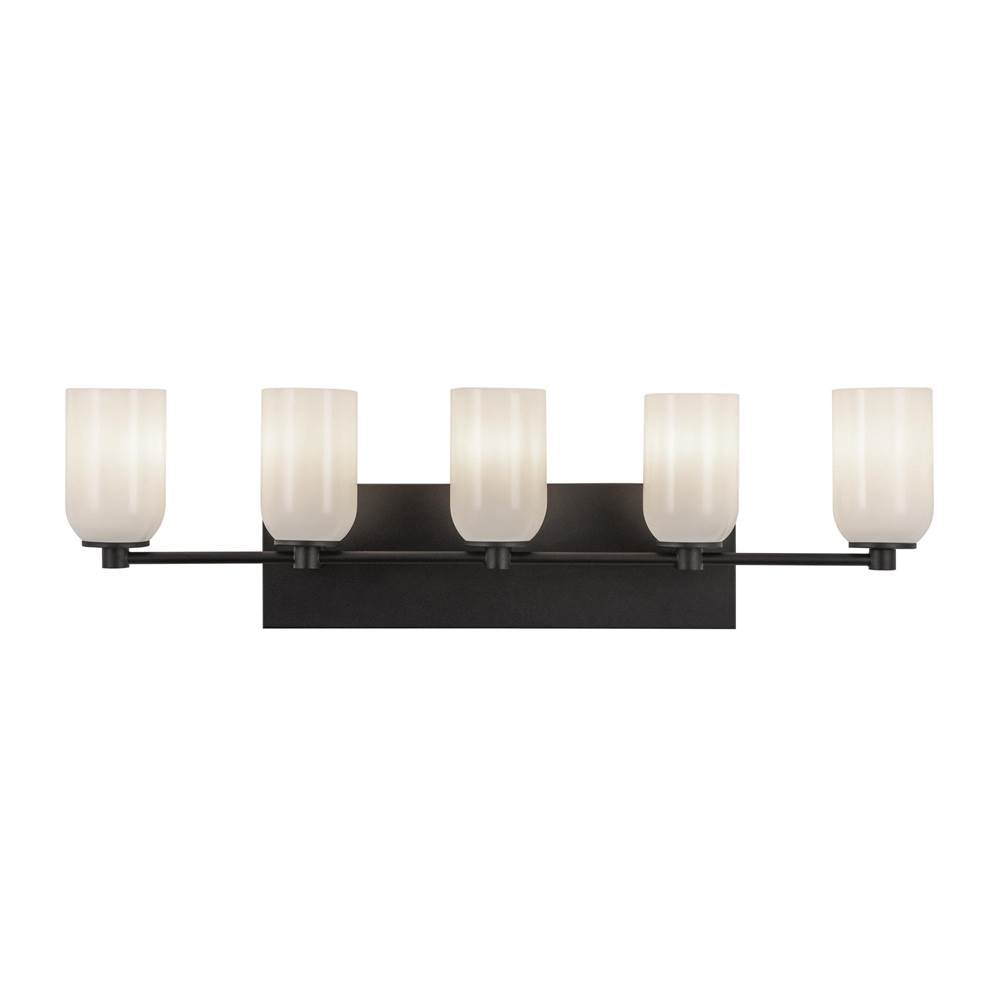 Kuzco VL57732-BK/GO Black,Glossy Opal Glass Nola 32-in Black/glossy Opal Glass 5 Lights Vanity Image 4