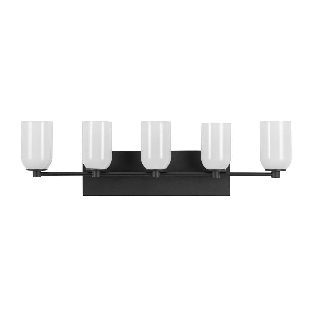 Kuzco VL57732-BK/GO Black,Glossy Opal Glass Nola 32-in Black/glossy Opal Glass 5 Lights Vanity Image 3