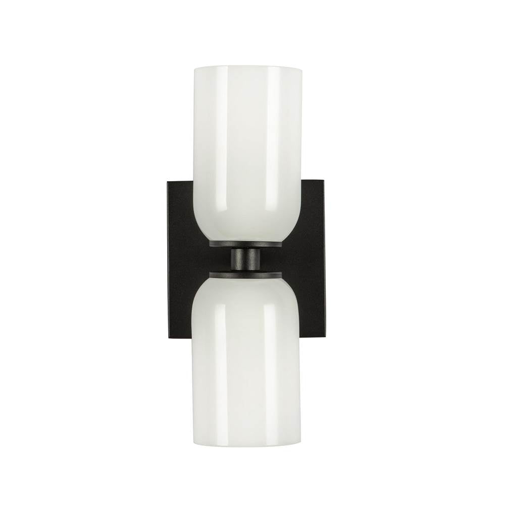 Kuzco WS57712-BK/GO Black,Glossy Opal Glass Nola 12-in Black/glossy Opal Glass 2 Lights Wall Sconce Image 3