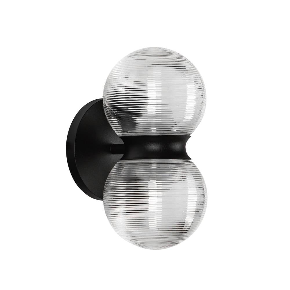 Kuzco Peri 9-in Black/clear Ribbed Glass Led Exterior Wall