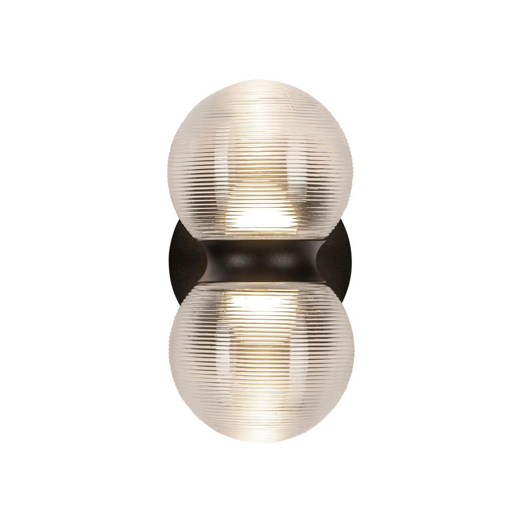 Kuzco EW77209-BK/CR Black,Clear Ribbed Glass Peri 9-in Black/clear Ribbed Glass Led Exterior Wall Image 4