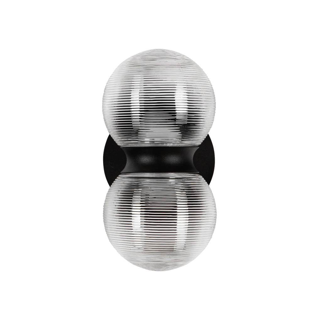 Kuzco EW77209-BK/CR Black,Clear Ribbed Glass Peri 9-in Black/clear Ribbed Glass Led Exterior Wall Image 3