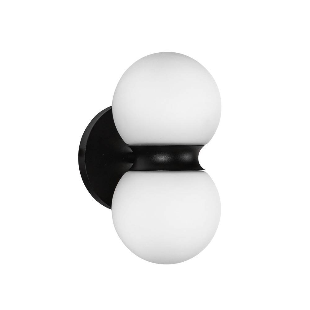 Kuzco Peri 9-in Black/clear Ribbed Glass Led Exterior Wall